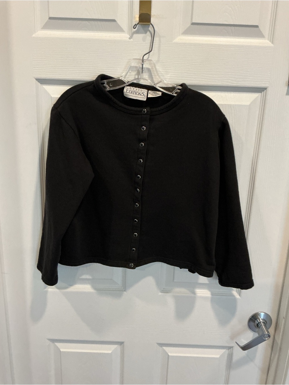 Basic Editions Black Snap-Front Cardigan Top